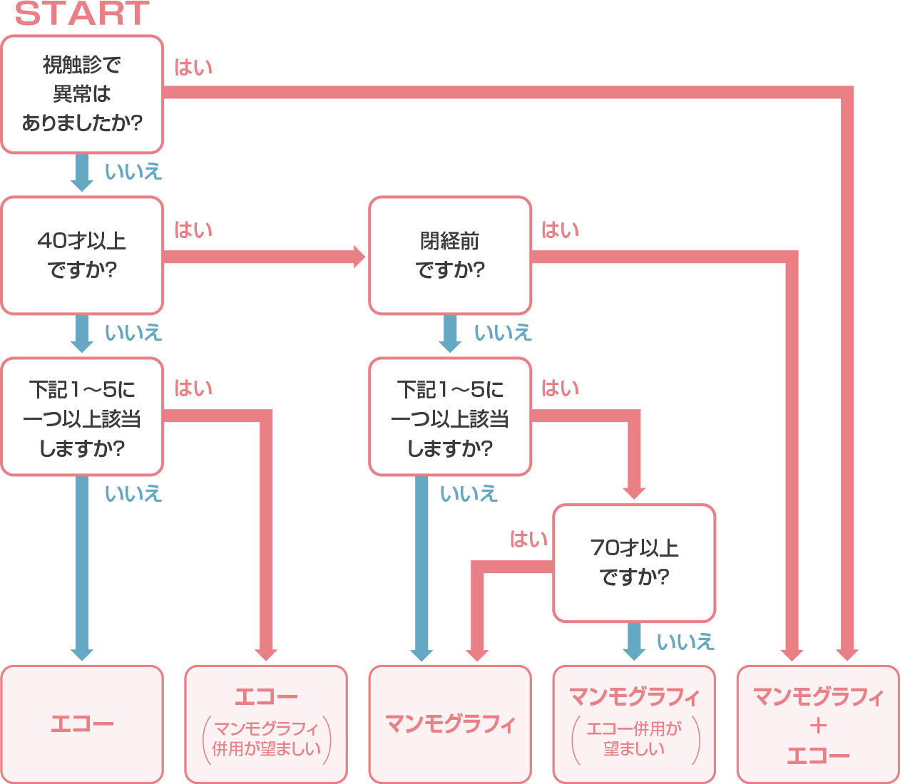 受診項目のフローチャート図